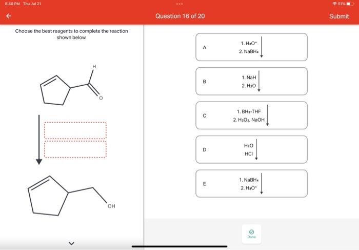 Choose the best reagents to complete the following reaction